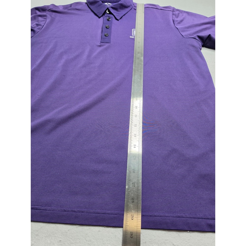 Adidas Climalite Polo Shirt Men's Large Purple Striped Stretch Golf Performance - Picture 4 of 7